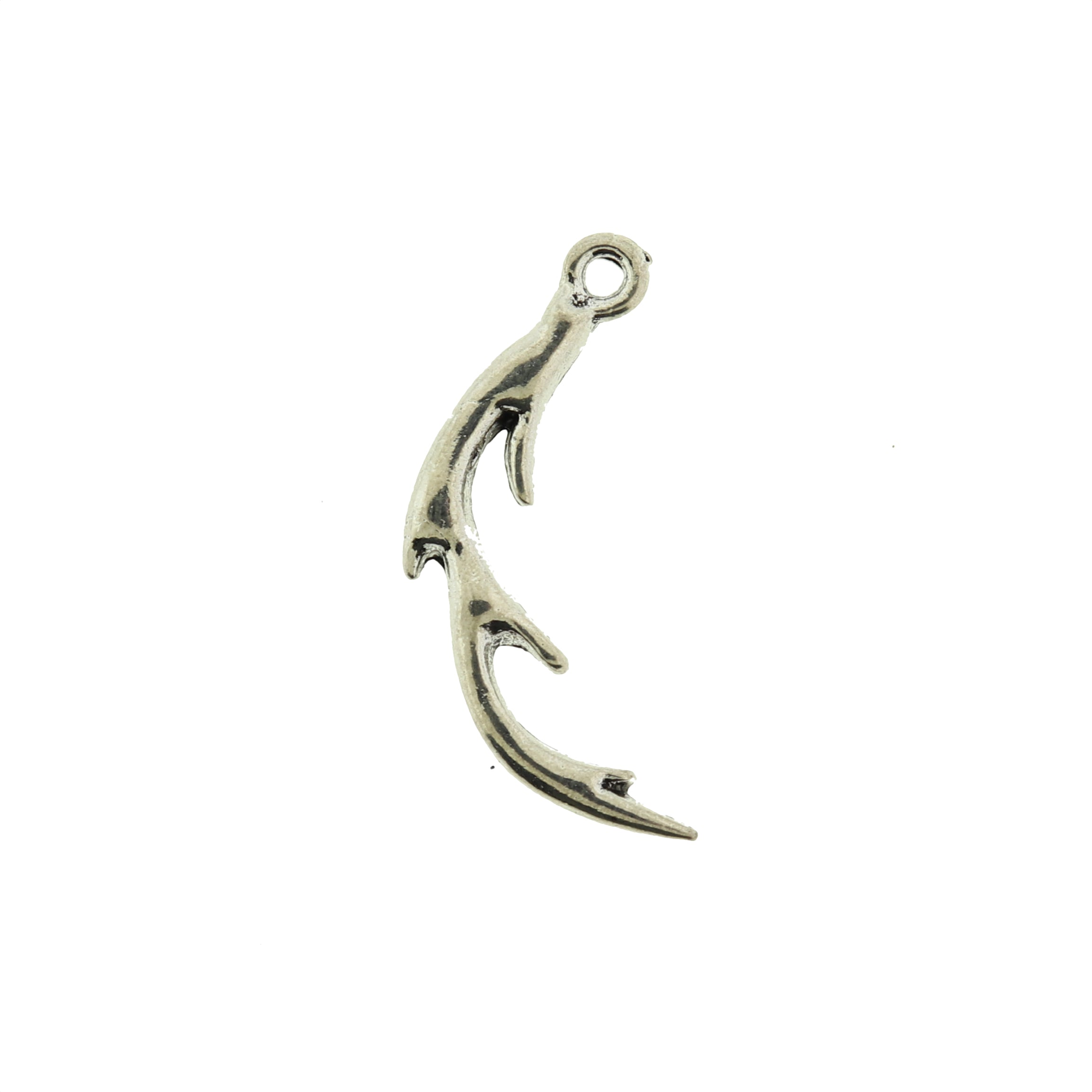 2 Antler Antique Silver Tone Charms - SC300