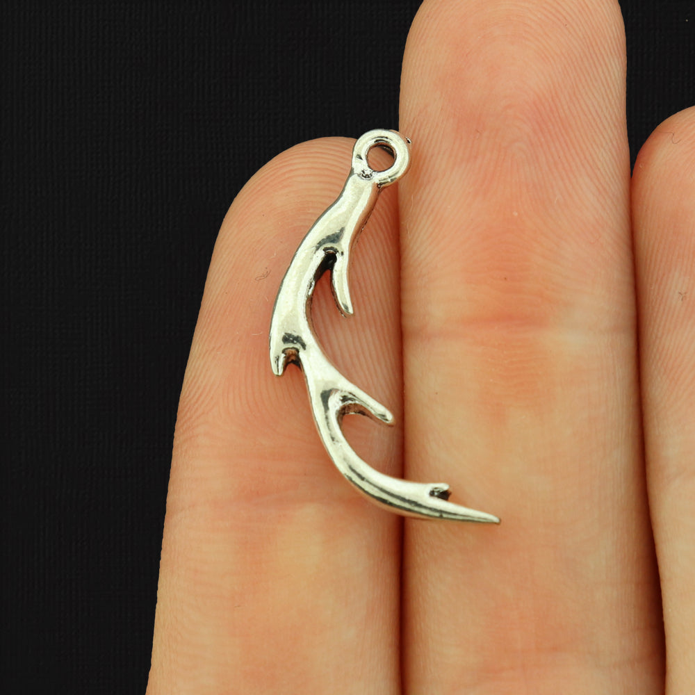 2 Antler Antique Silver Tone Charms - SC300
