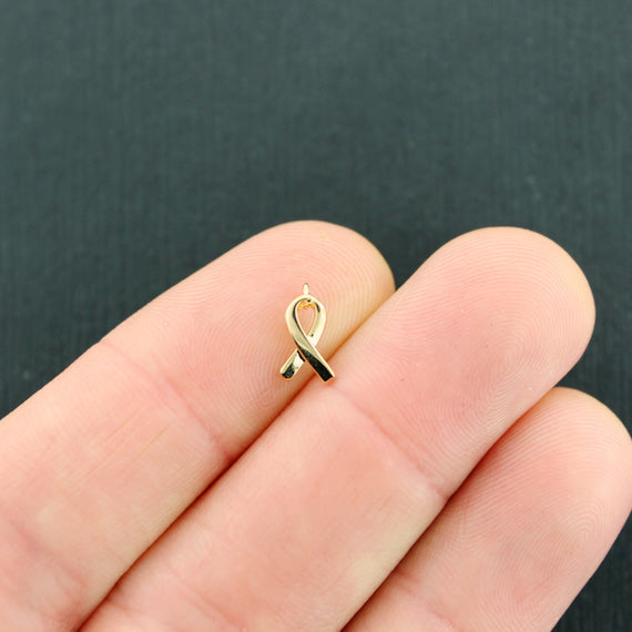 2 Awareness Ribbon Gold Tone Charms 18K Gold Filled - GC1365