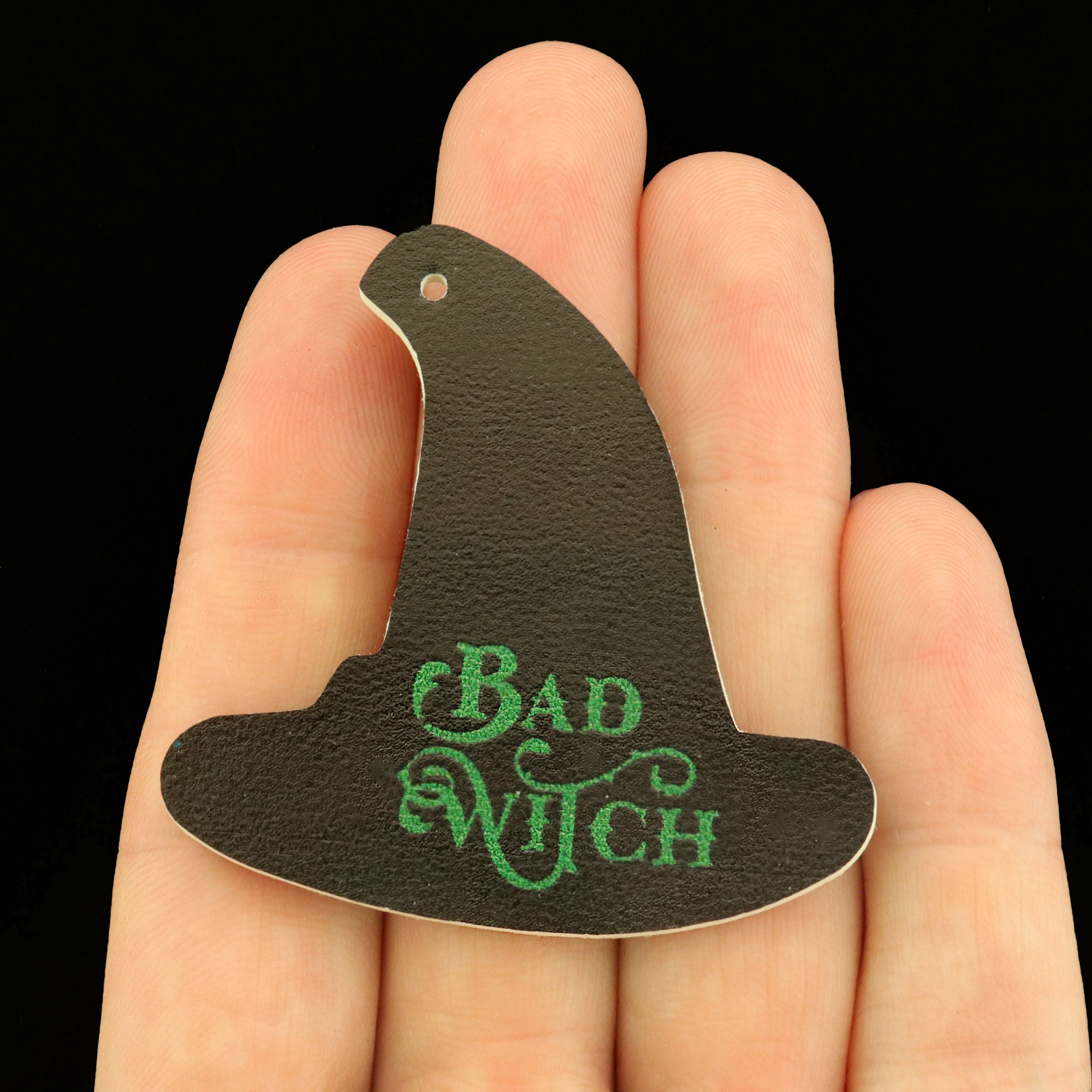 2 Bad Witch Imitation Leather Pendants - Deep Black - LP035