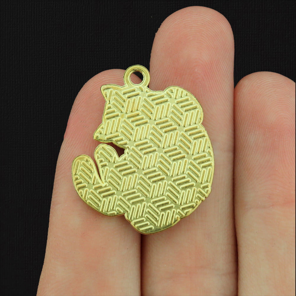 2 Black and White Cat Gold Tone Enamel Charms - E148