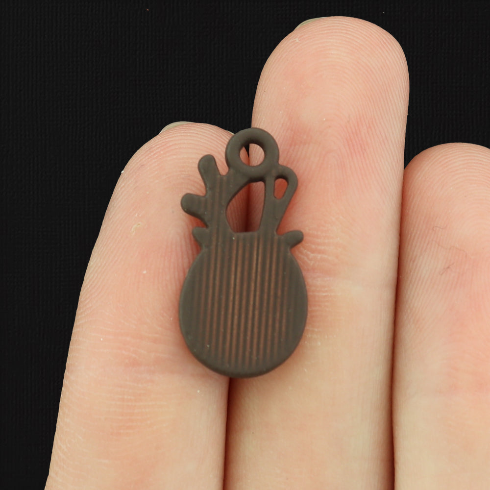 2 Brown Reindeer Enamel Charms - E1341