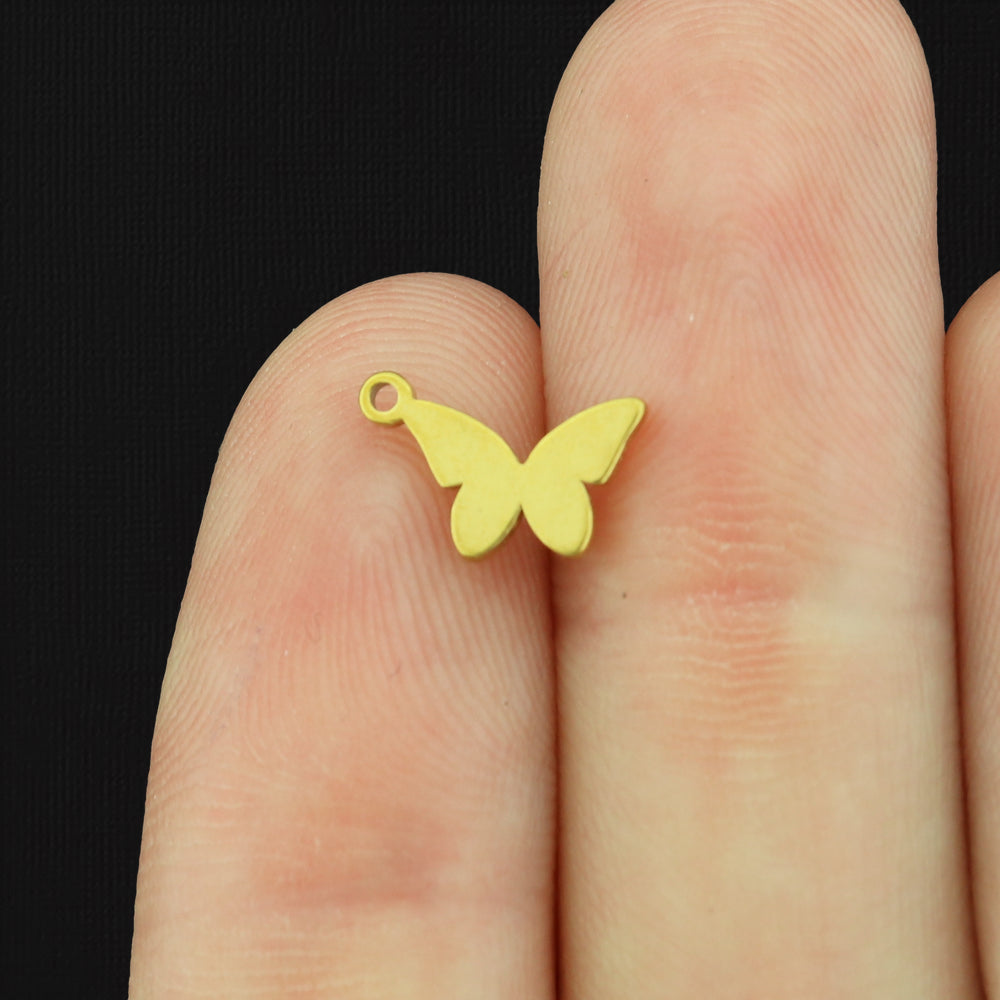2 Butterfly Stainless Steel Charms 2 Sided - Choose Your Tone
