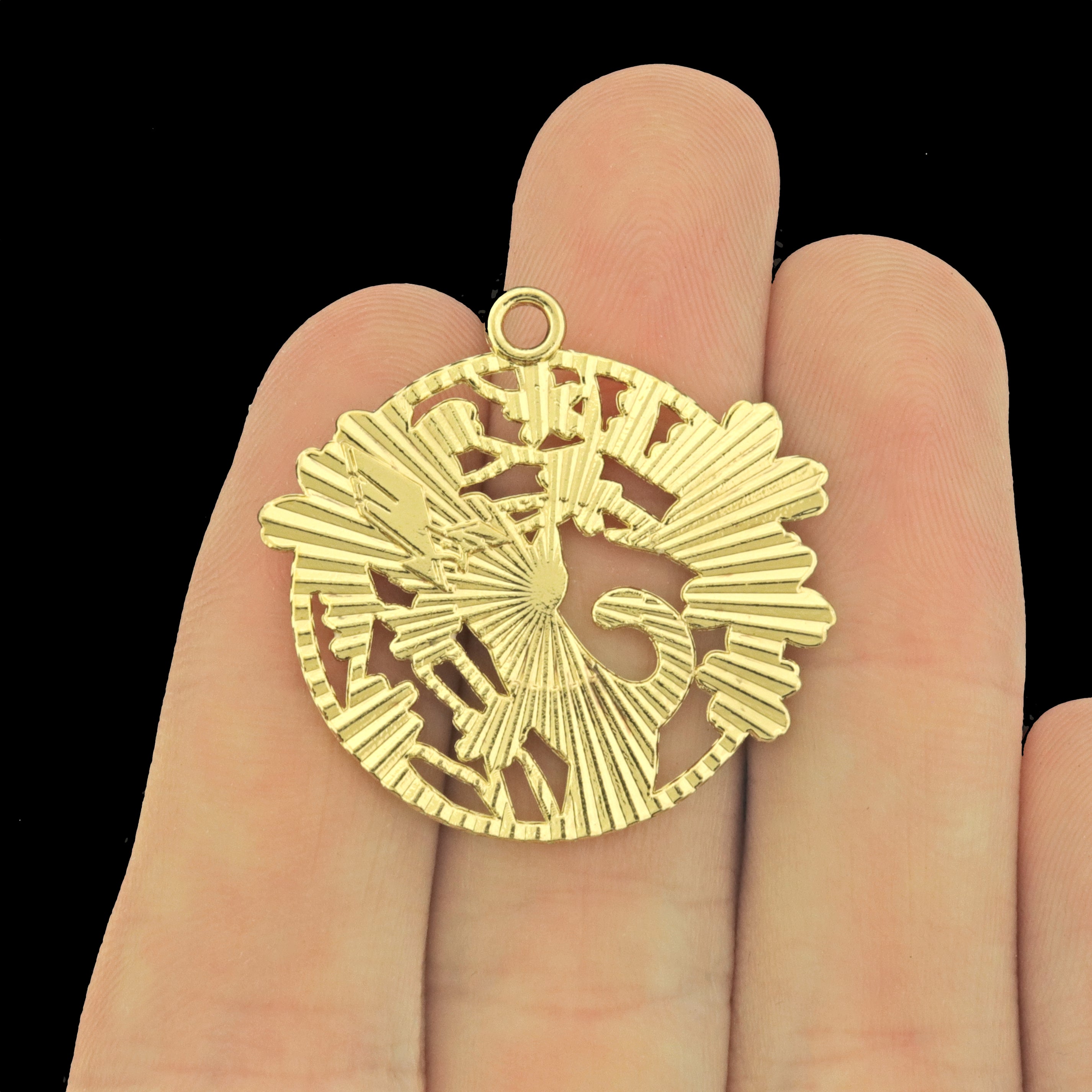 2 Cat Crescent Moon Gold Tone Enamel Charms - E1620