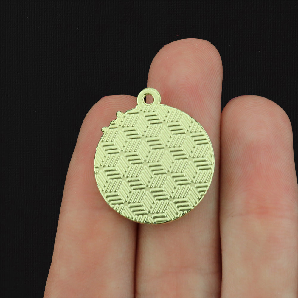 2 Cat Sun and Moon Gold Tone Enamel Charms - E389