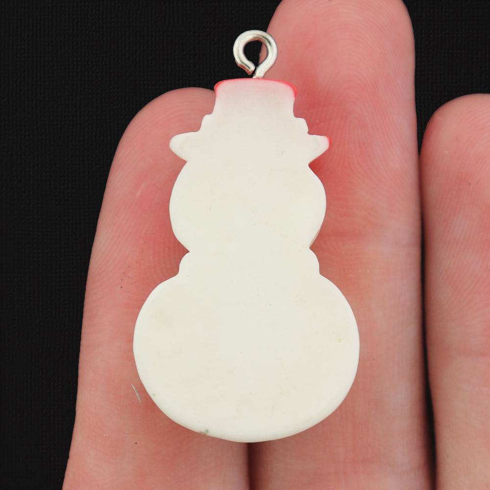 2 Christmas Snowman Resin Charms - K173