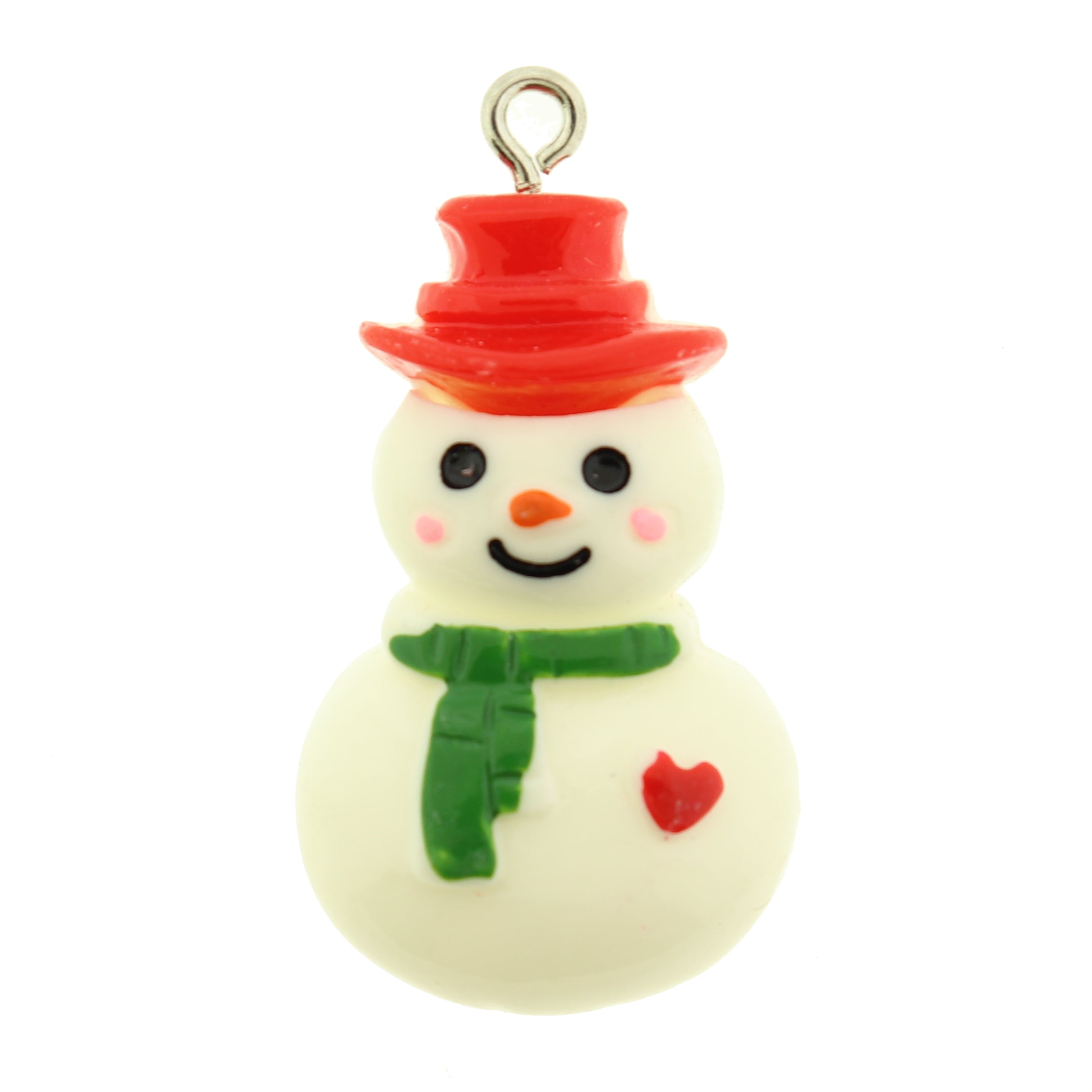 2 Christmas Snowman Resin Charms - K173