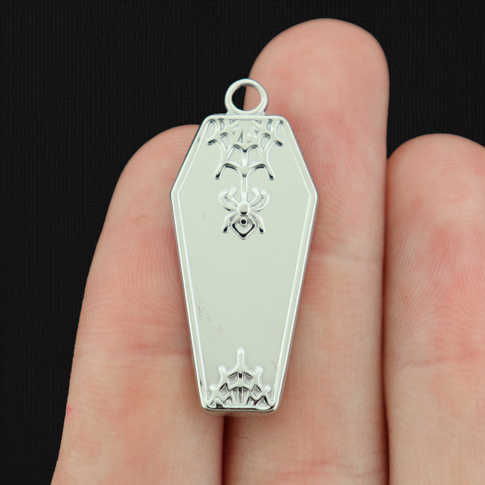 2 Coffin Silver Tone Stainless Steel Charms - SSP054