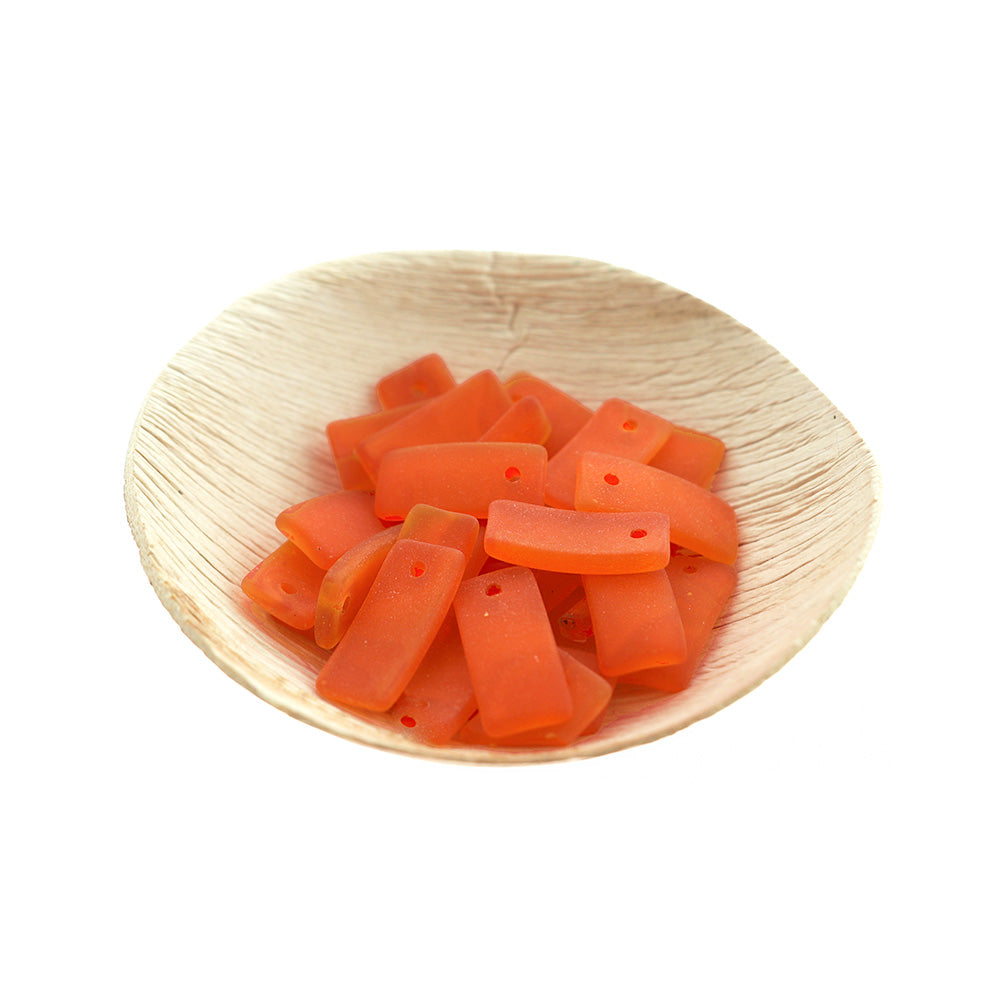 2 breloques en verre de mer de culture rectangle incurvé bleu aqua - U073