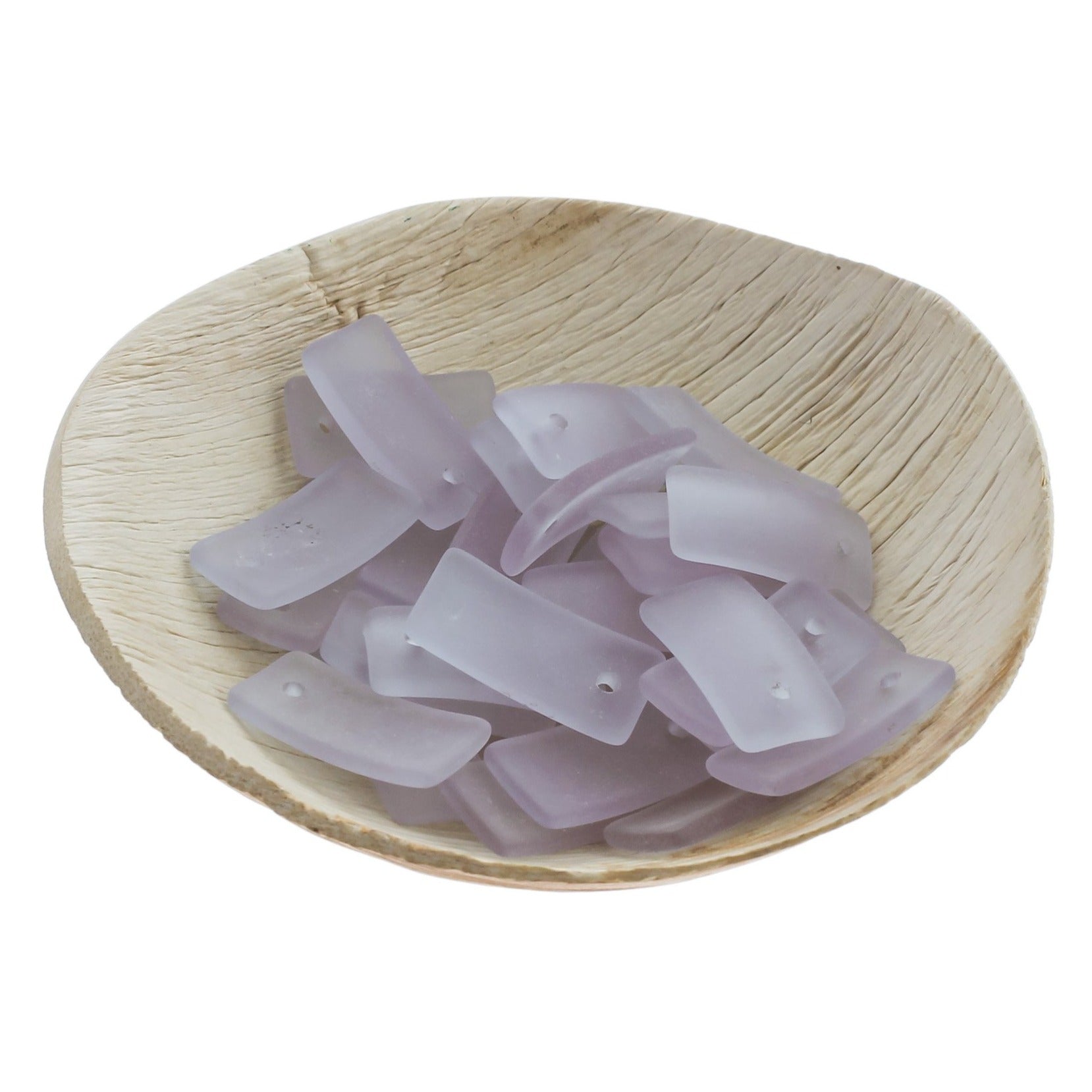 2 breloques en verre de mer de culture rectangle incurvé bleu aqua - U073