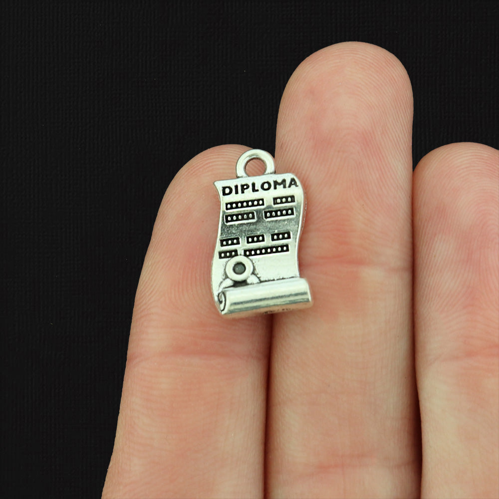 2 Diploma Antique Silver Tone Charms - SC911