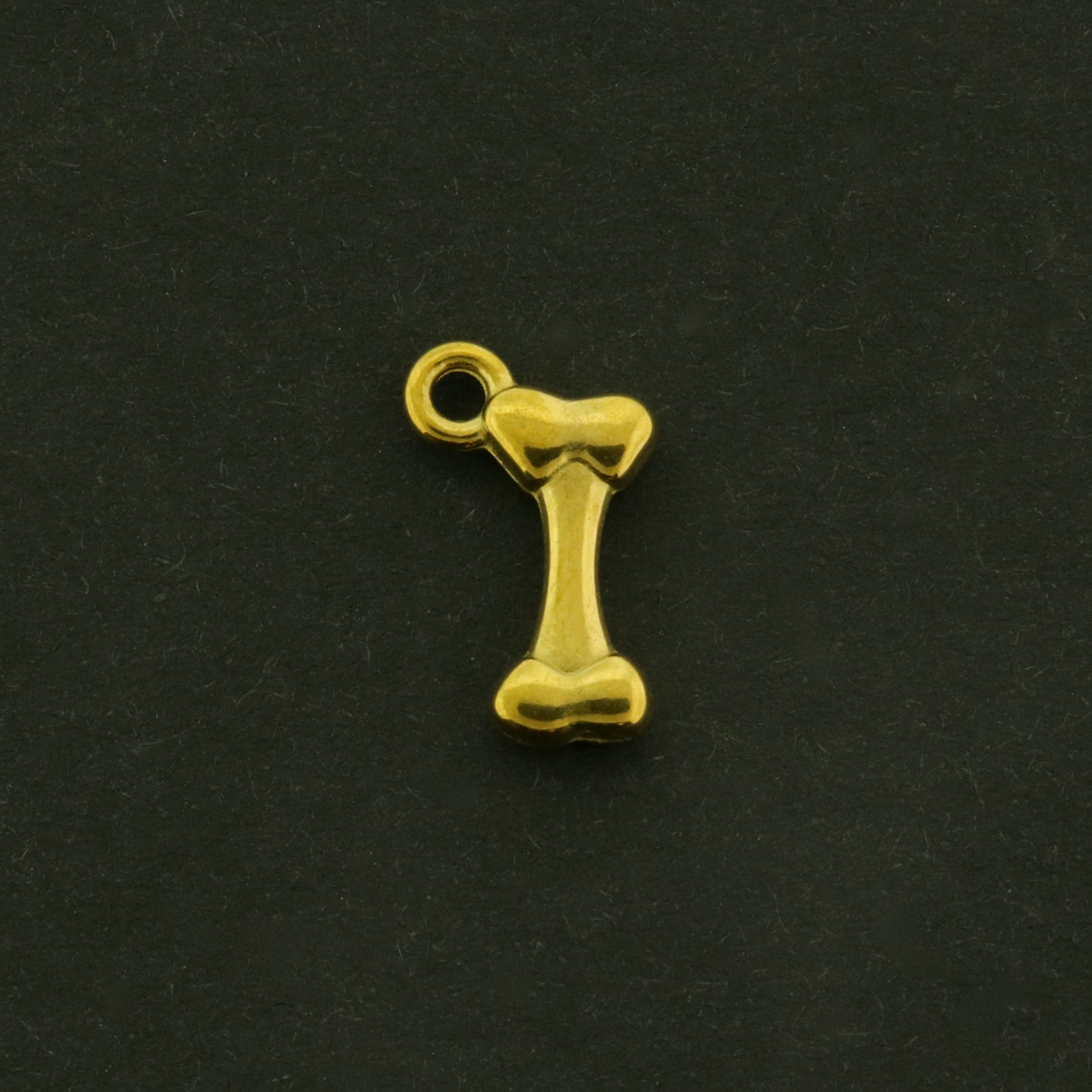 2 Dog Bone Charms - 18k Gold Plated Stainless Steel - GLD1085