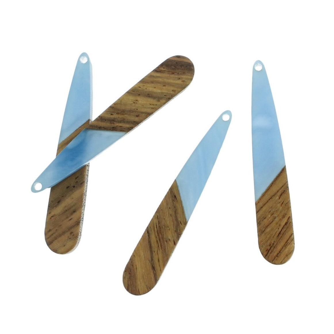 2 Drop Charms - Wood and Resin - Choose Your Color - 44mm