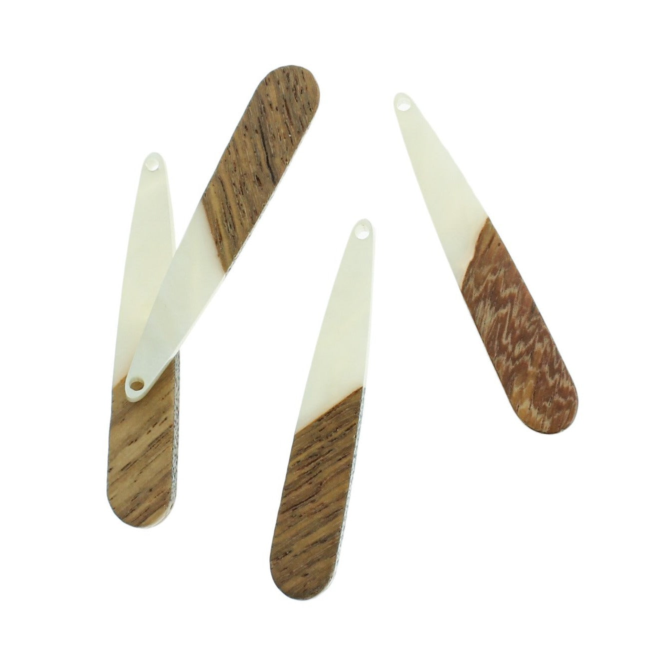 2 Drop Charms - Wood and Resin - Choose Your Color - 44mm