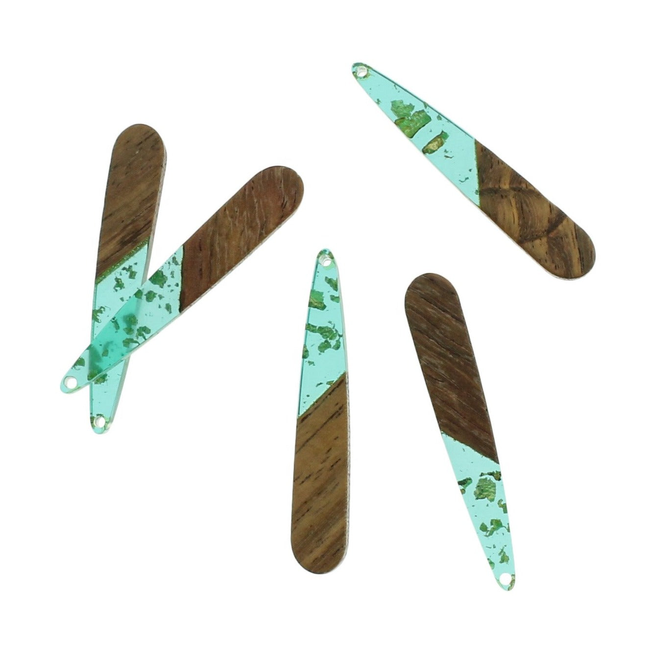 2 Drop Charms - Wood and Resin - Choose Your Color - 44mm