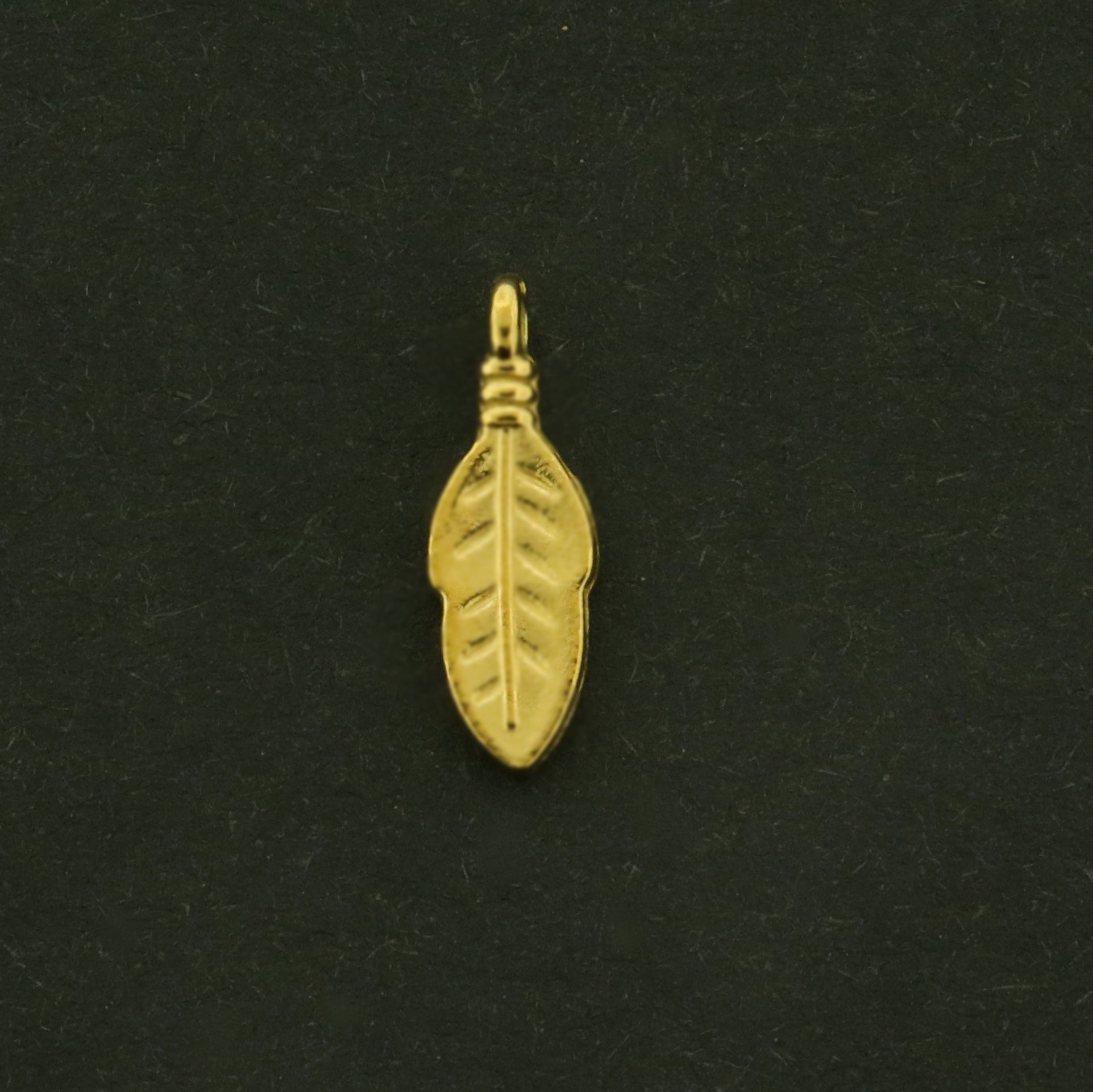 2 Feather Charms - 18k Gold Plated Stainless Steel - GLD1087