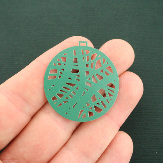2 Filigree Butterfly Circle Enamel Charms- E613
