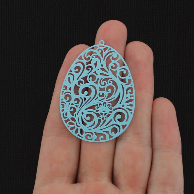 2 Filigree Easter Egg Enamel Charms - E125