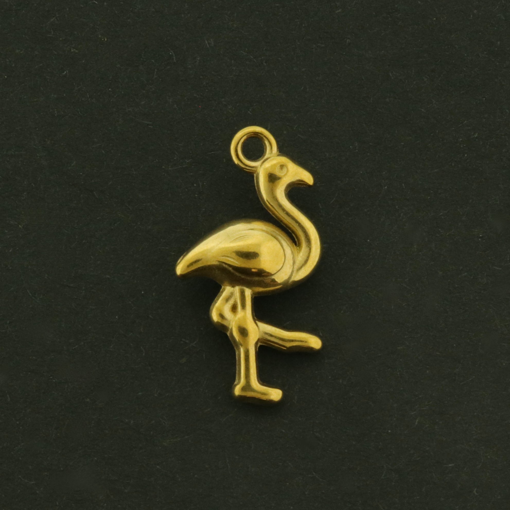 2 Flamingo 3D Charms - 18k Gold Plated Stainless Steel - GLD1071