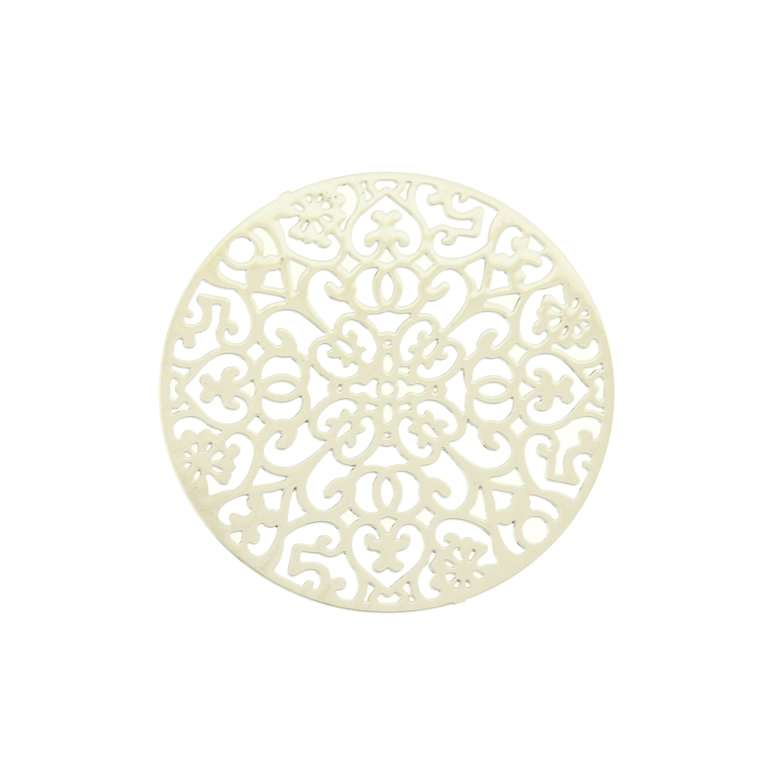 2 Floral Mandala Platinum Plated Brass Charms 2 Sided - BR003