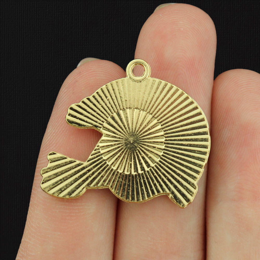 2 Football Helmet Gold Tone Enamel Charms - Choose Your Color