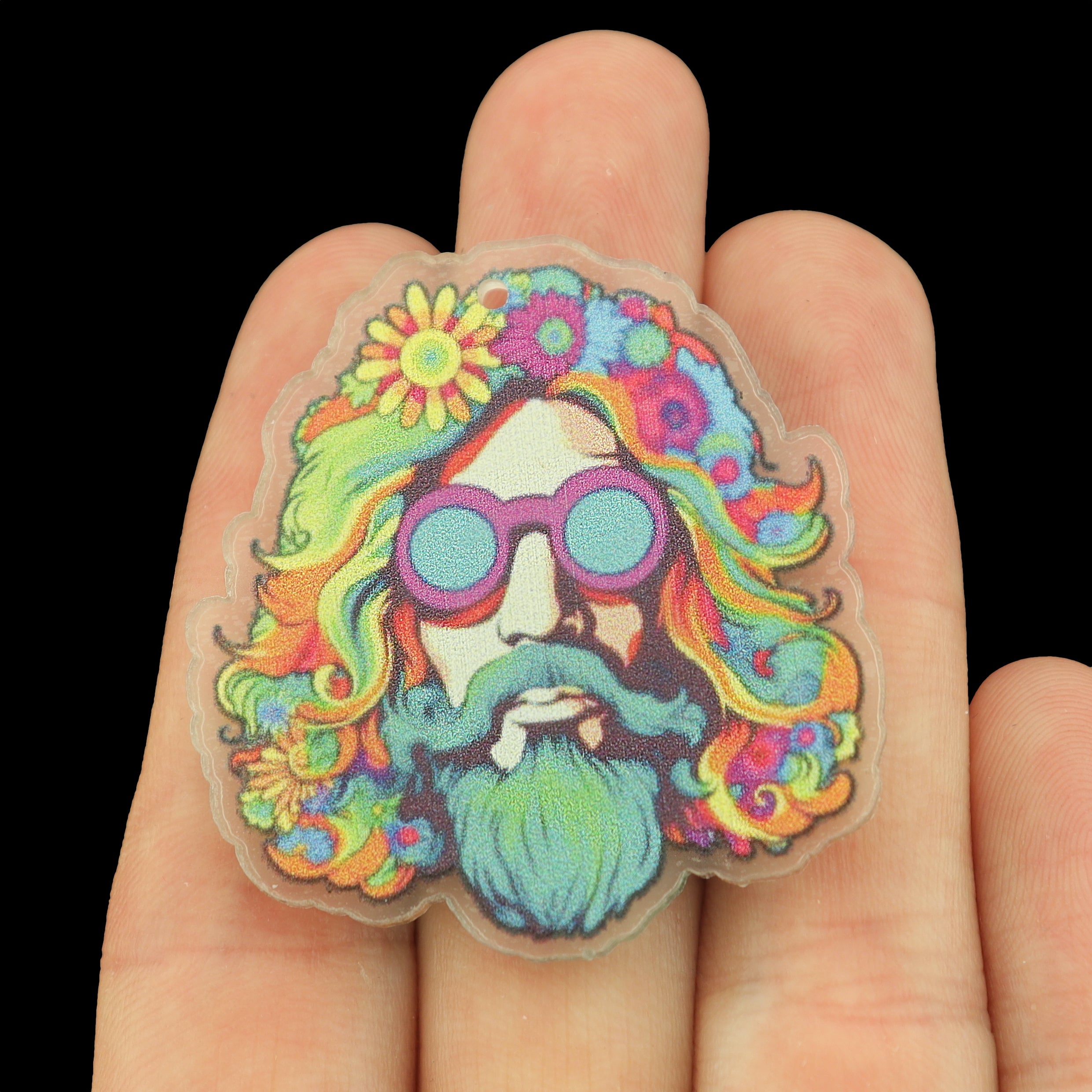 2 Breloques Hippie en acrylique 2 faces - K296-B