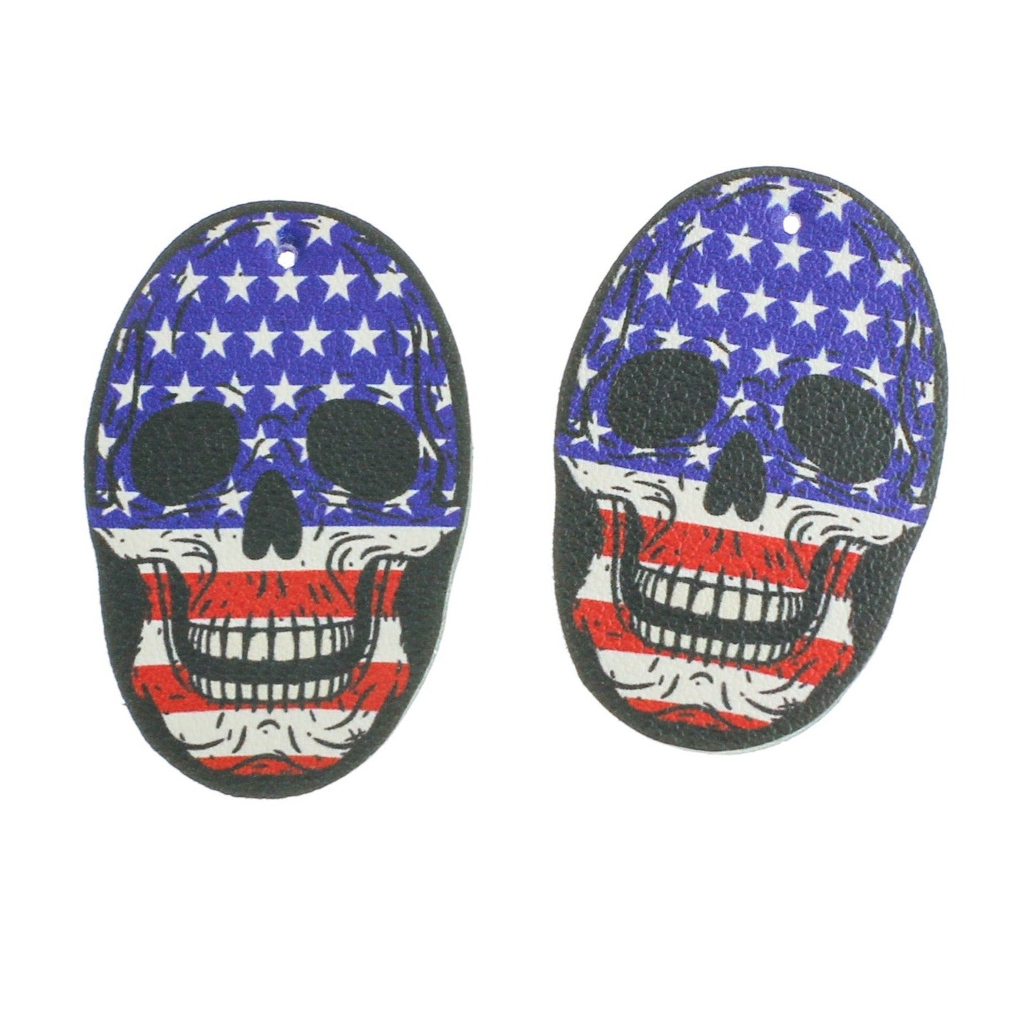 2 Imitation Leather Skull Oval Pendants - Choose Your Color!