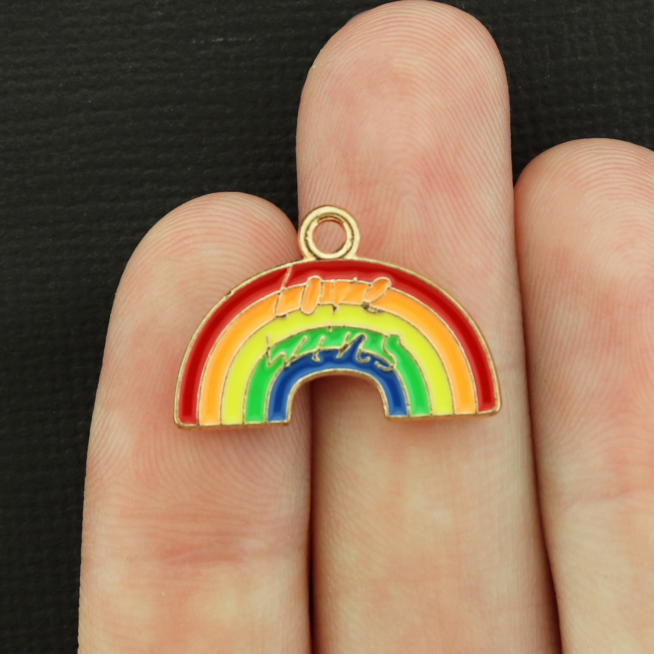 2 Love Wins Rainbow Gold Tone Enamel Charms - E342