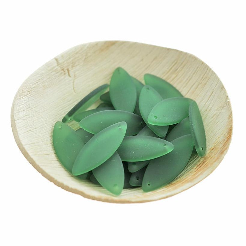 2 Marquise Cultured Sea Glass Charms - Choose Your Color!