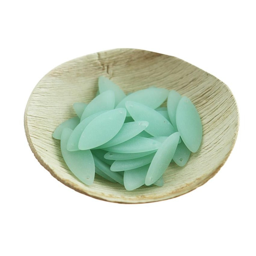 2 Marquise Cultured Sea Glass Charms - Choose Your Color!