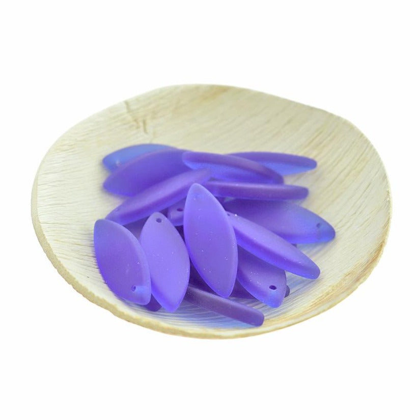 2 Marquise Cultured Sea Glass Charms - Choose Your Color!