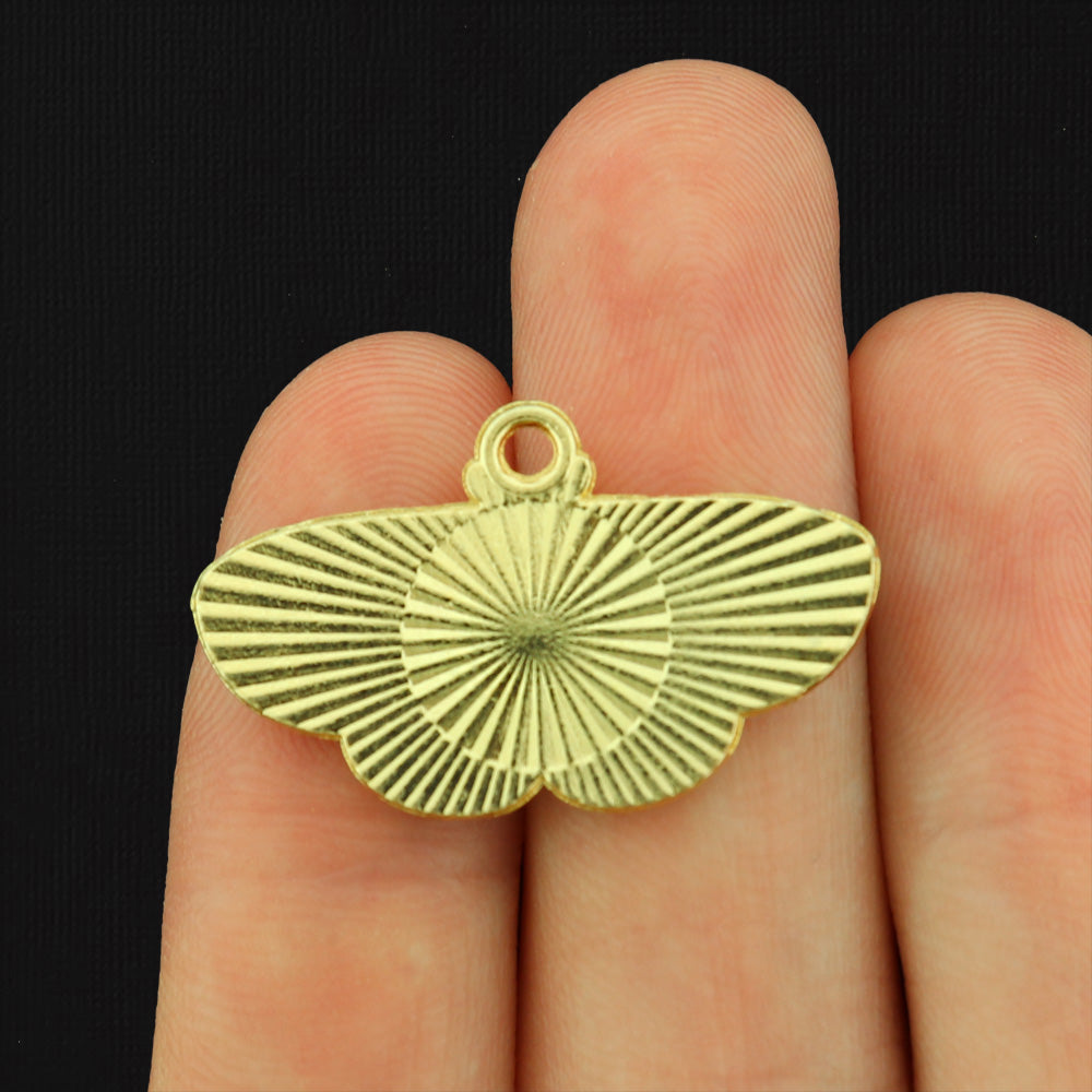 2 Multicolor Moth Gold Tone Enamel Charms - E329