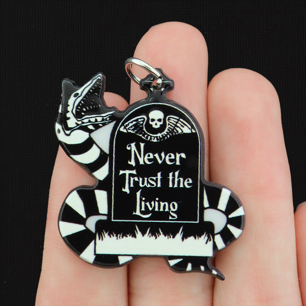 2 Never Trust the Living Tombstone Acrylic Charms 2 Sided - K242