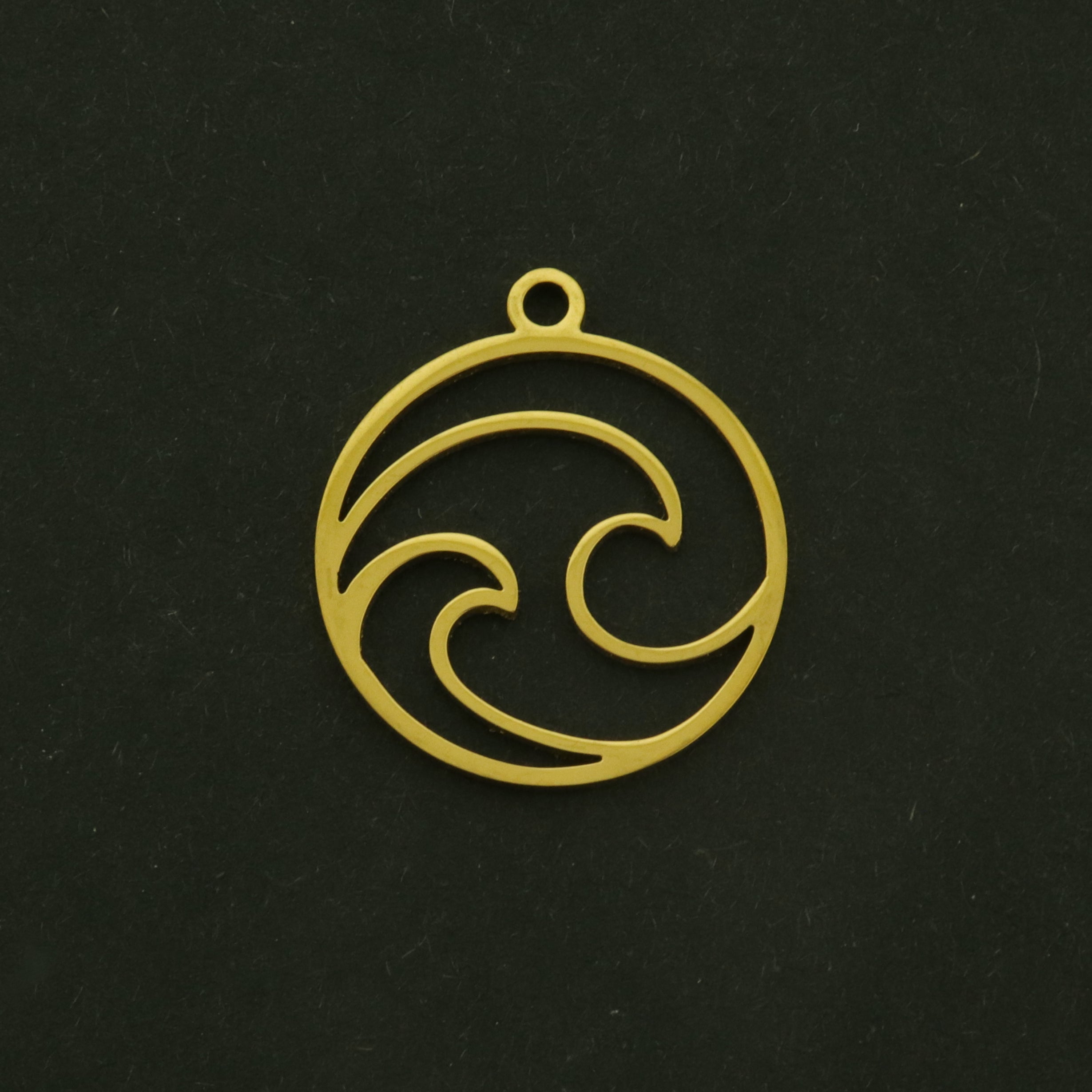 2 breloques en acier inoxydable ton argent Ocean Wave 2 faces - SSP261