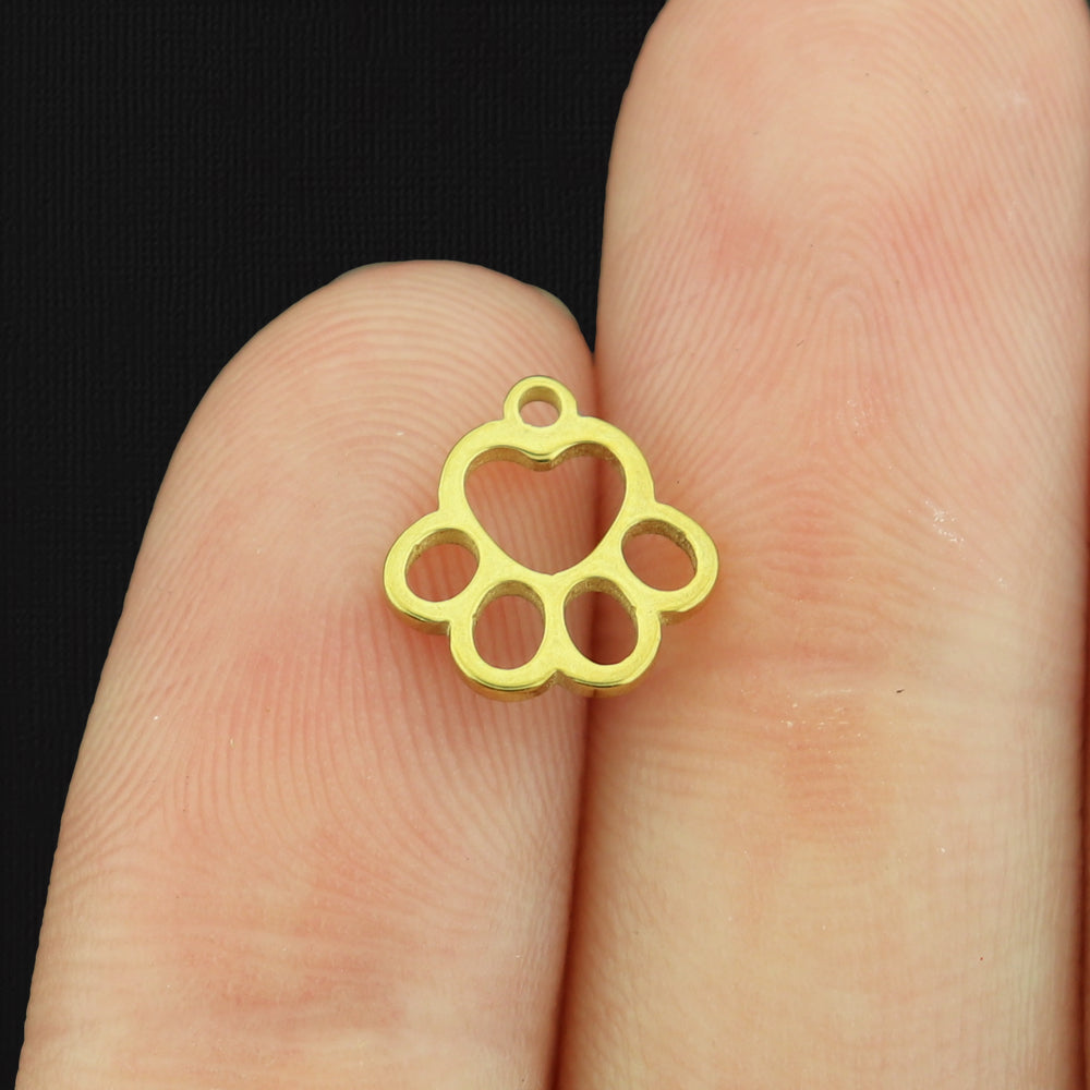 2 Paw Print Stainless Steel Charms - Choose Your Tone