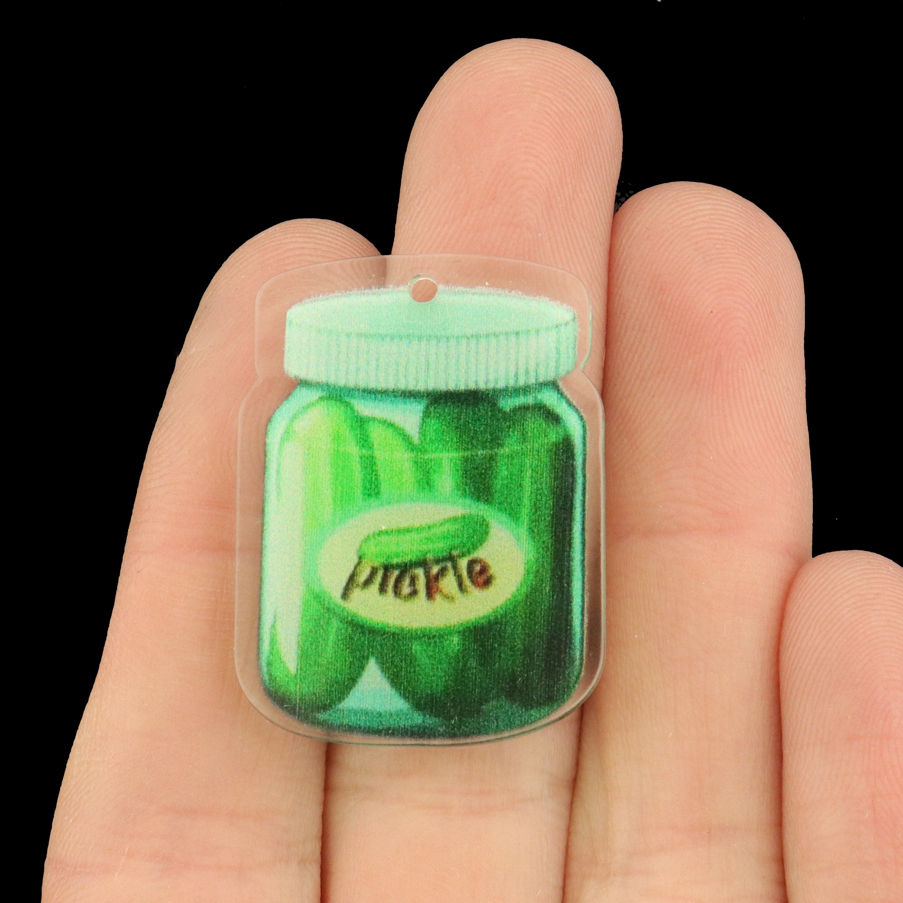 2 Pickle Jar Acrylic Charms with Loop - K077