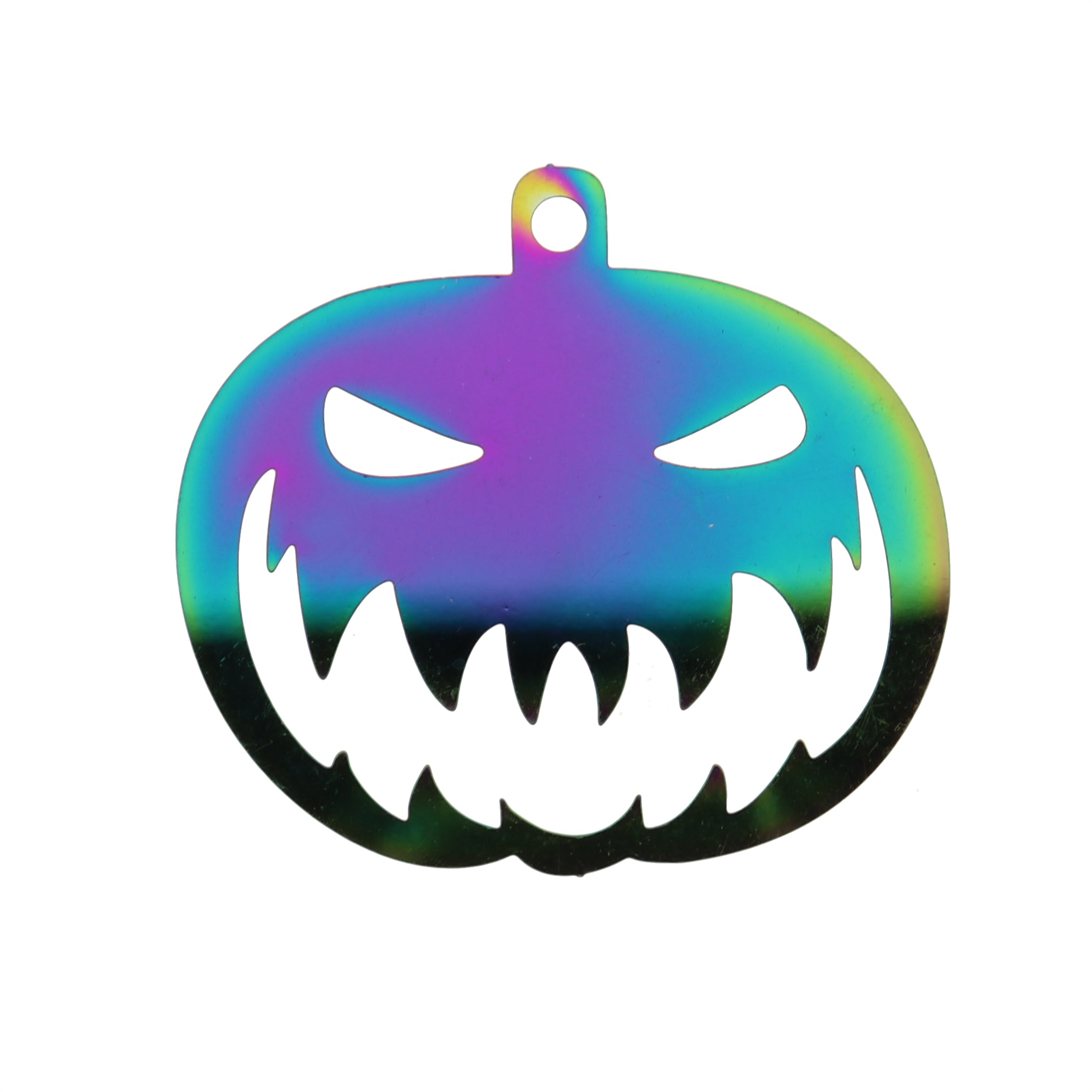 2 Pumpkin Rainbow Electroplated Stainless Steel Charms 2 Sided - SSP064
