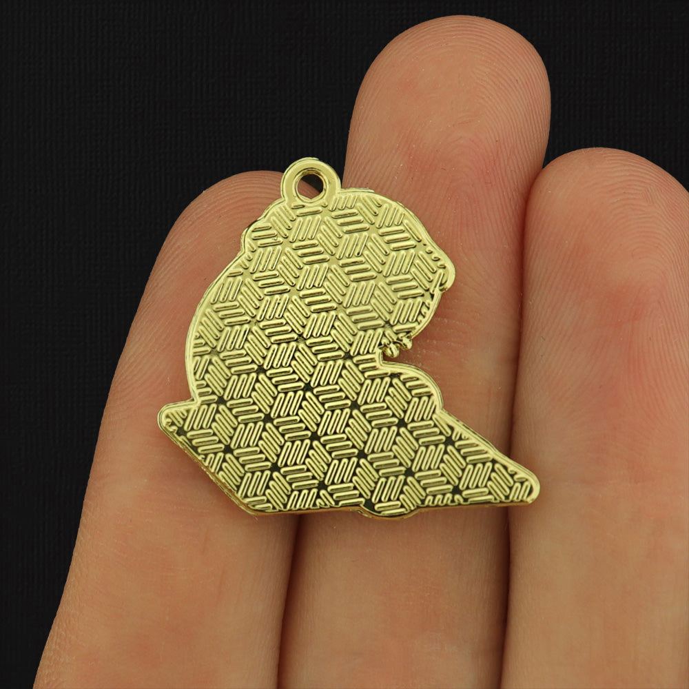 2 Reading Cat Gold Tone Enamel Charms - E543