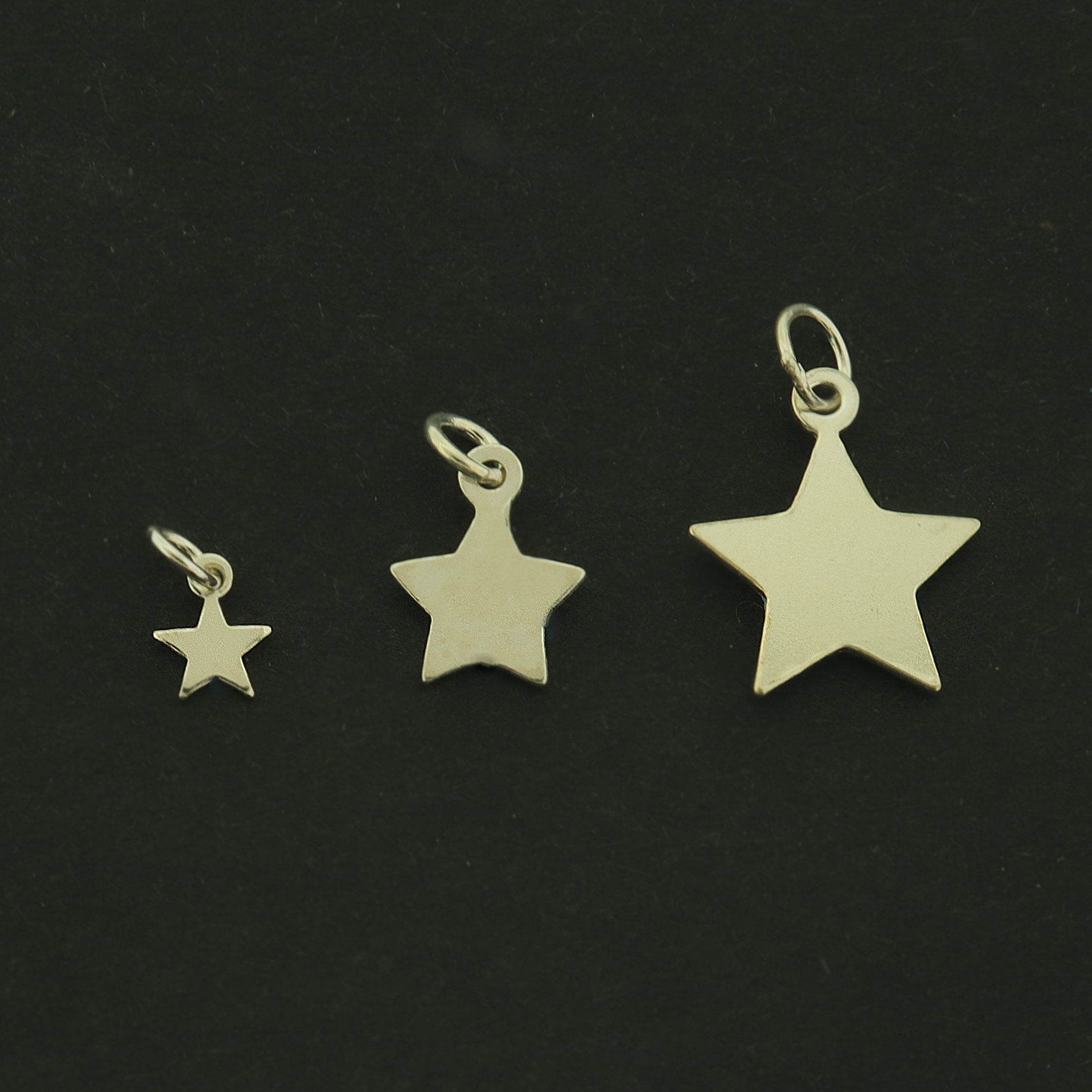 2 Star Sterling Silver Charms - 2 Sided - Choose Your Size