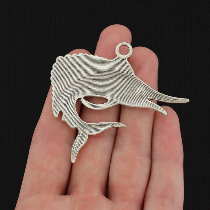 2 Sword Fish Antique Silver Tone Charms - SC1707