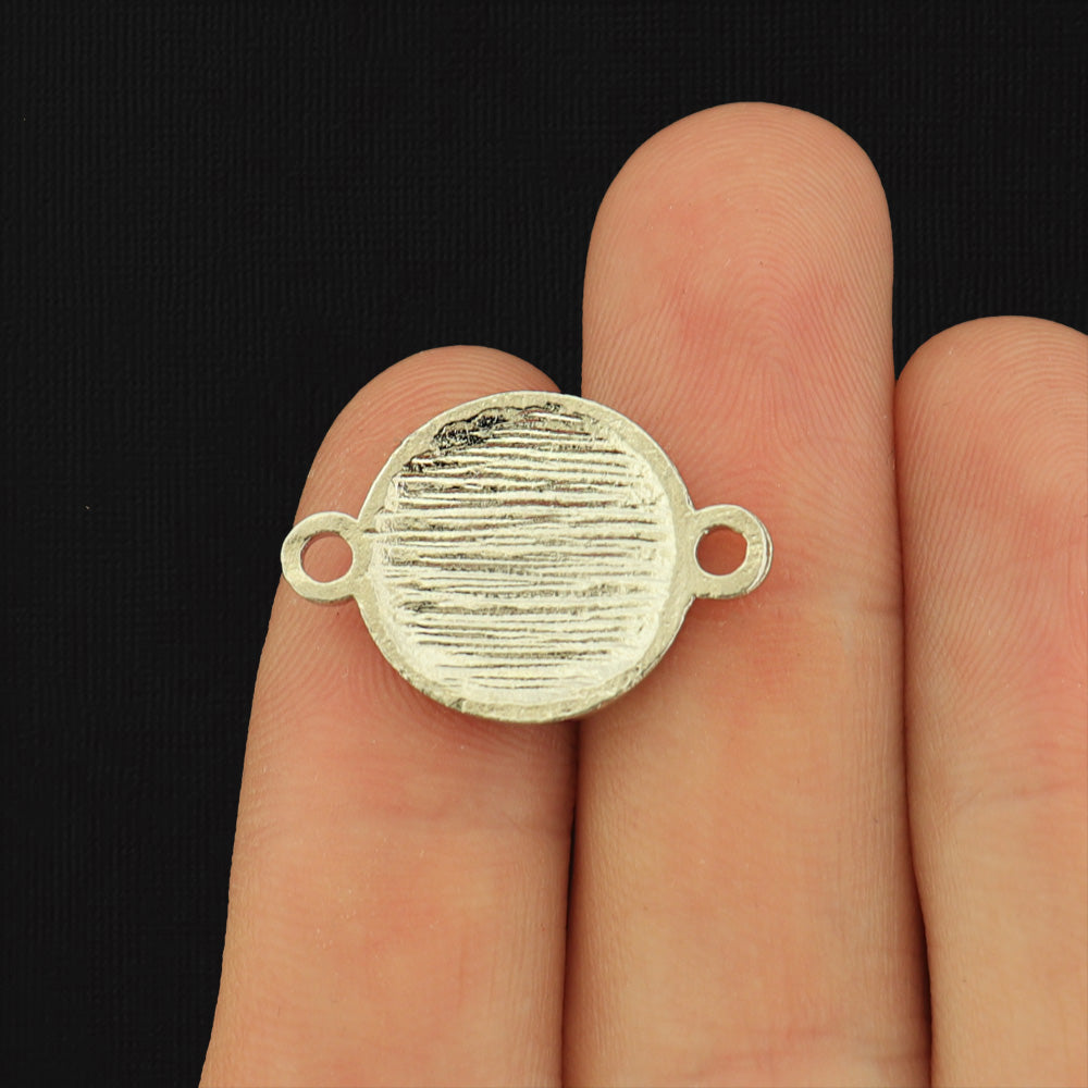 2 Tennis Ball Silver Tone Enamel Connector Charms - E575