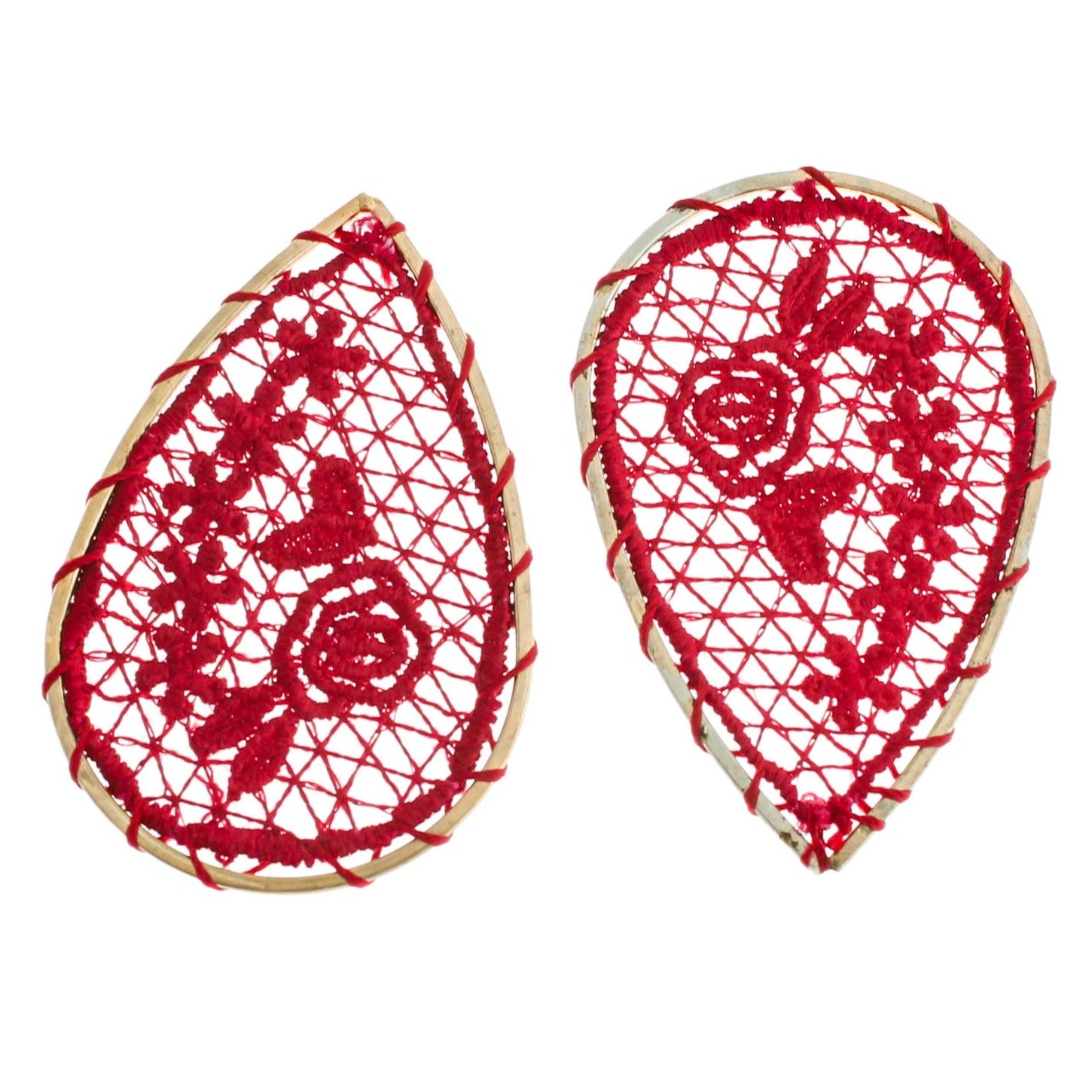 2 Woven Rose Teardrop Gold Tone Pendants - Choose Your Color!