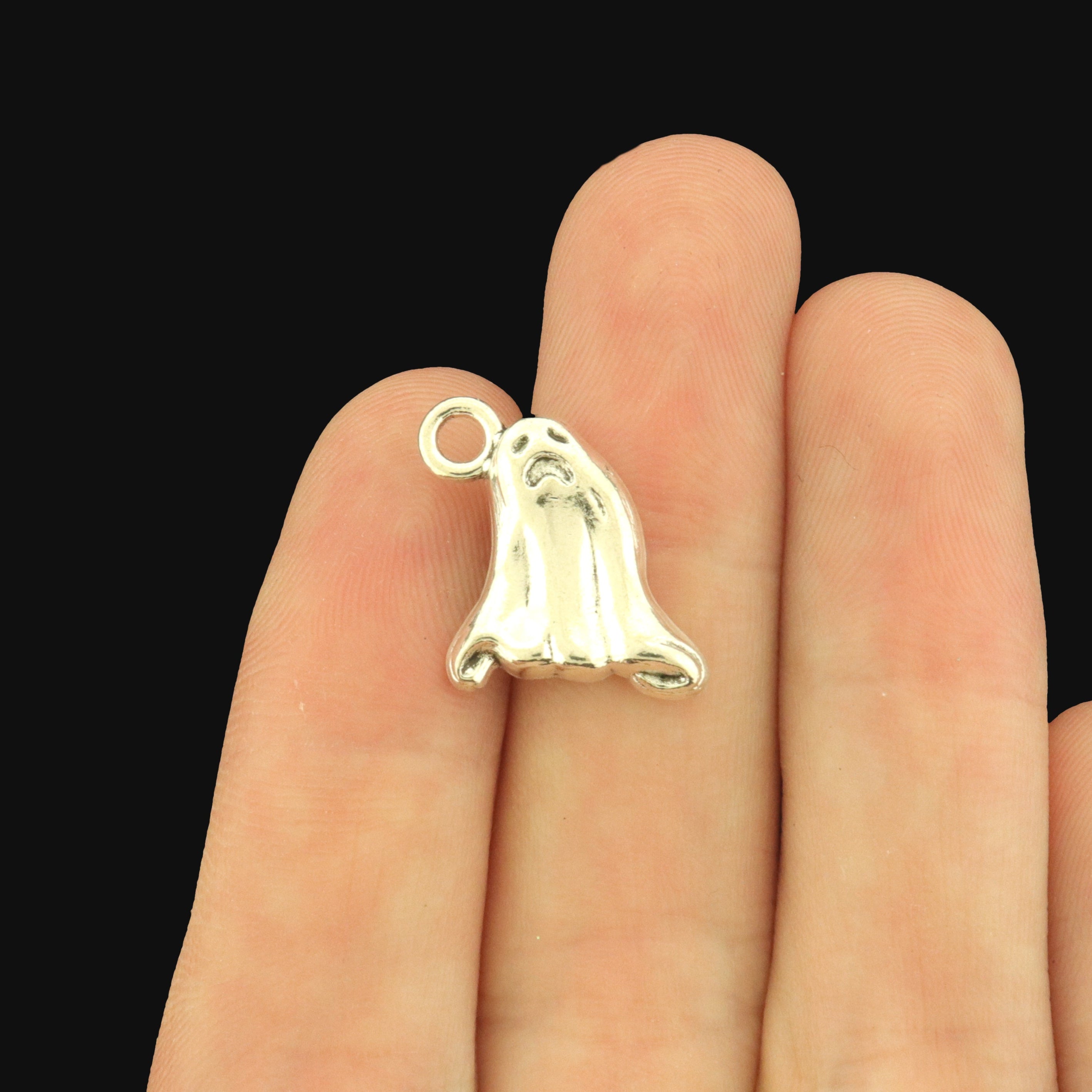 20 Ghost Antique Silver Tone Charms - SC128