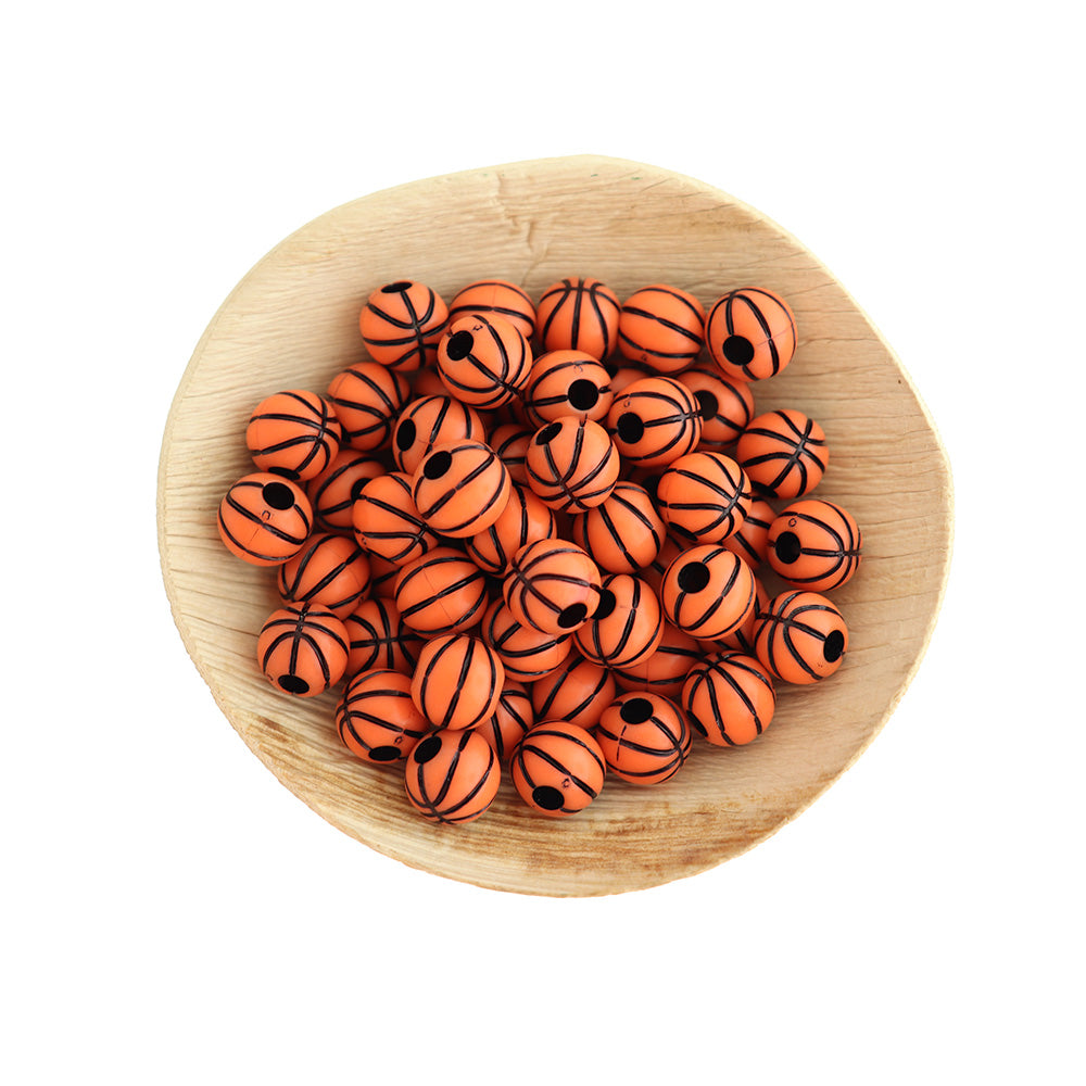 20 Round Acrylic Sports Beads - 10mm - Choose Your Sport!