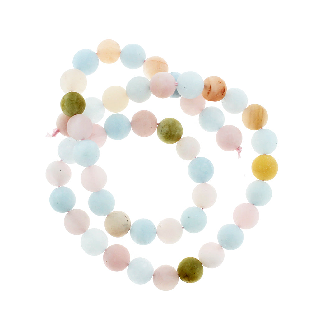 20 Round Natural Morganite Beads - Frosted Pastels - Choose Your Size!