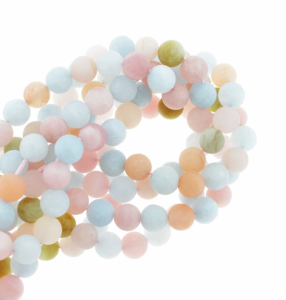 20 Round Natural Morganite Beads - Frosted Pastels - Choose Your Size!