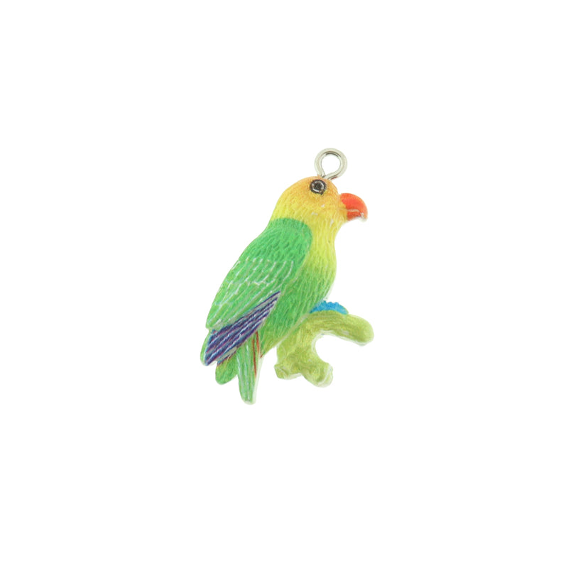 2 Parrot Bird Resin Charms - K324