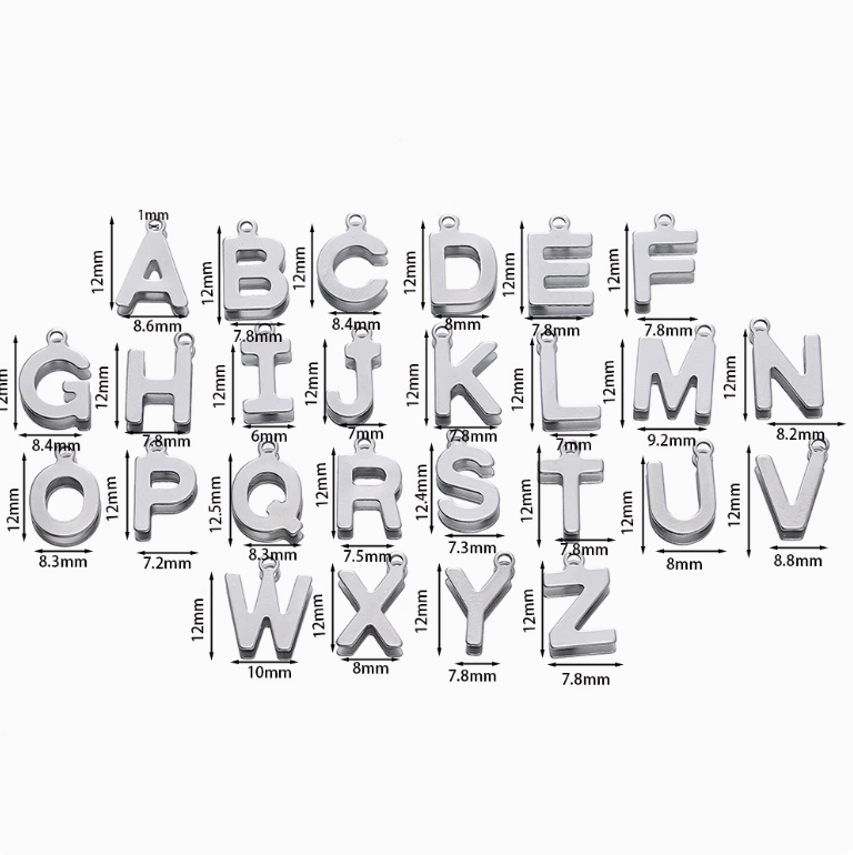 25 Alphabet Stainless Steel Charms - Choose Your Letter or Full Set!