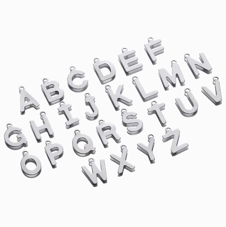 25 Alphabet Stainless Steel Charms - Choose Your Letter or Full Set!