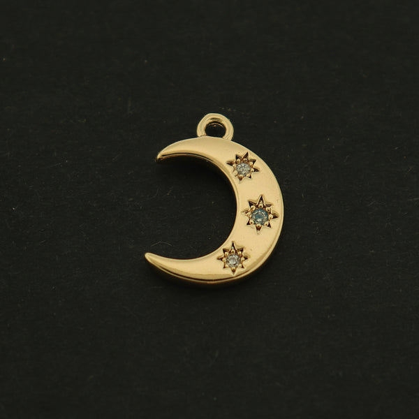 18k Crescent Moon Charm - Celestial Pendant - 18k Gold Plated - GLD673